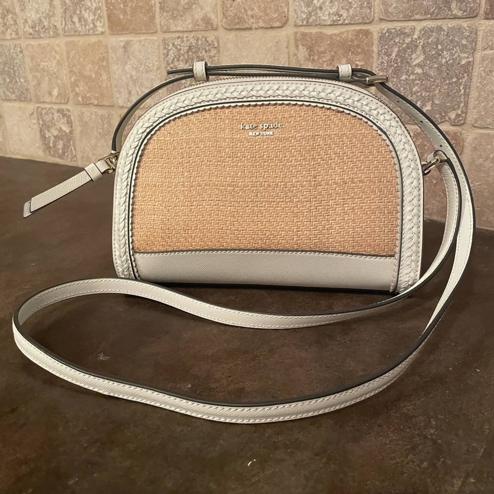 Kate Spade cute white and tan crossbody bag.